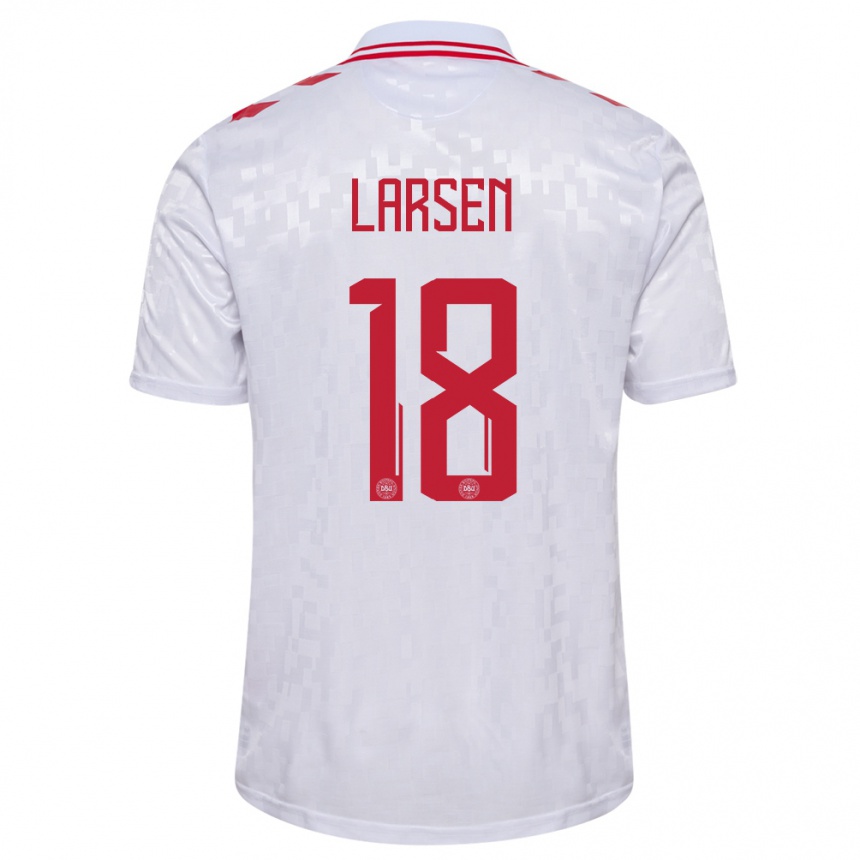 Női Labdarúgás Dánia Lukas Larsen #18 Fehér Idegenbeli Jersey 24-26 Mez Póló Ing