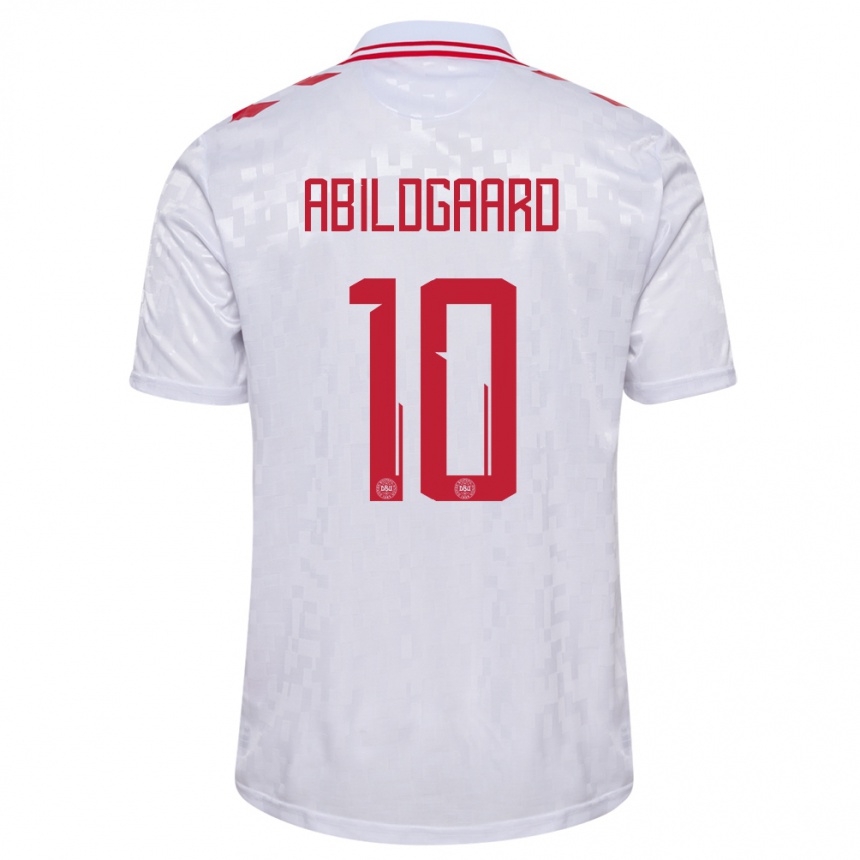 Női Labdarúgás Dánia Lasse Abildgaard #10 Fehér Idegenbeli Jersey 24-26 Mez Póló Ing