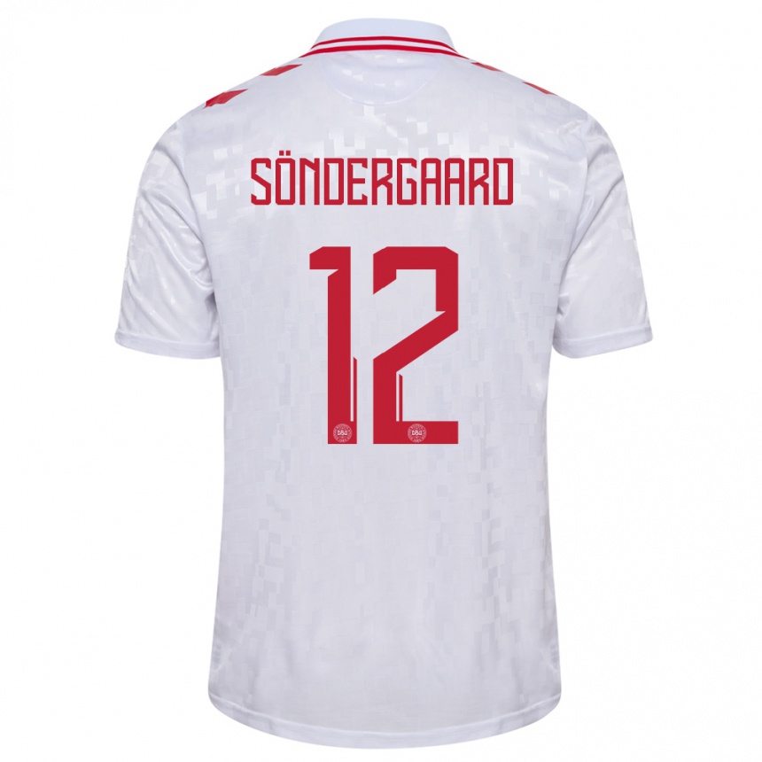 Női Labdarúgás Dánia Philip Söndergaard #12 Fehér Idegenbeli Jersey 24-26 Mez Póló Ing