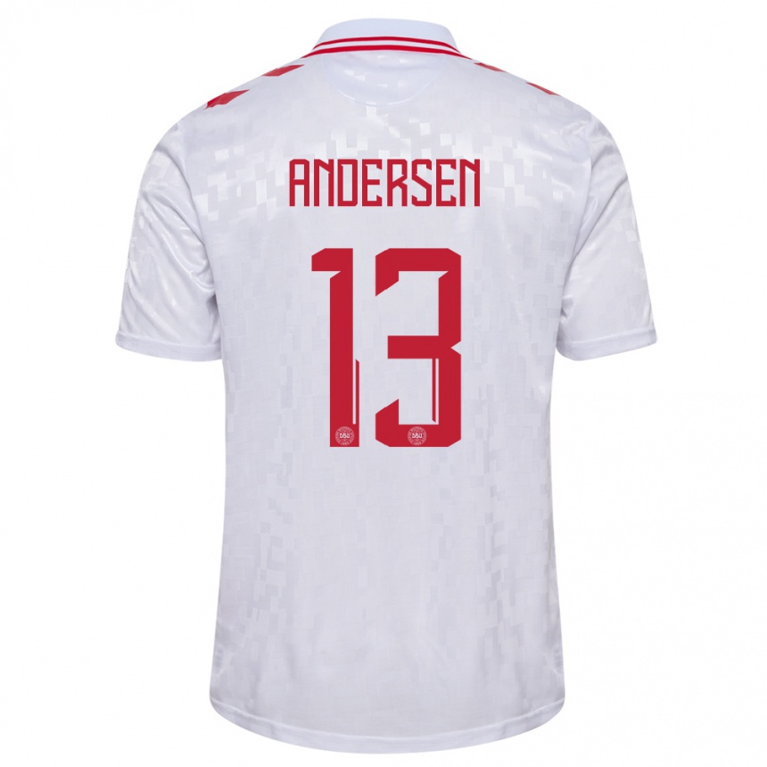 Női Labdarúgás Dánia Frej Andersen #13 Fehér Idegenbeli Jersey 24-26 Mez Póló Ing