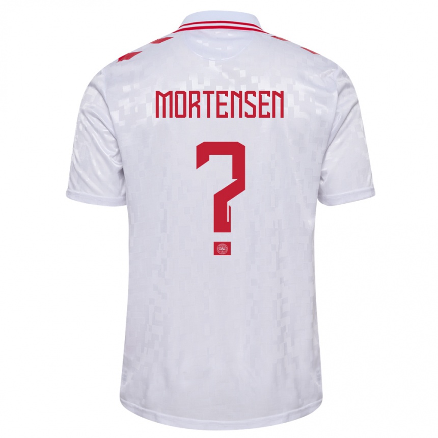 Női Labdarúgás Dánia Malthe Mortensen #0 Fehér Idegenbeli Jersey 24-26 Mez Póló Ing