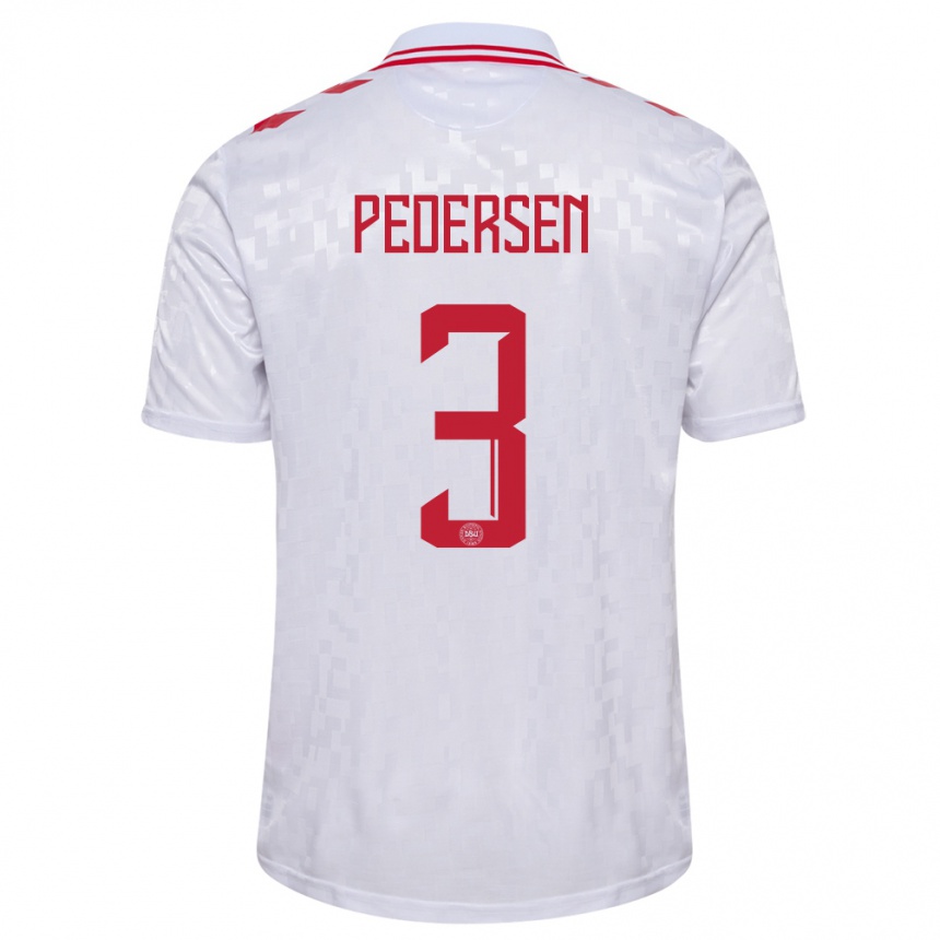 Női Labdarúgás Dánia Stine Ballisager Pedersen #3 Fehér Idegenbeli Jersey 24-26 Mez Póló Ing