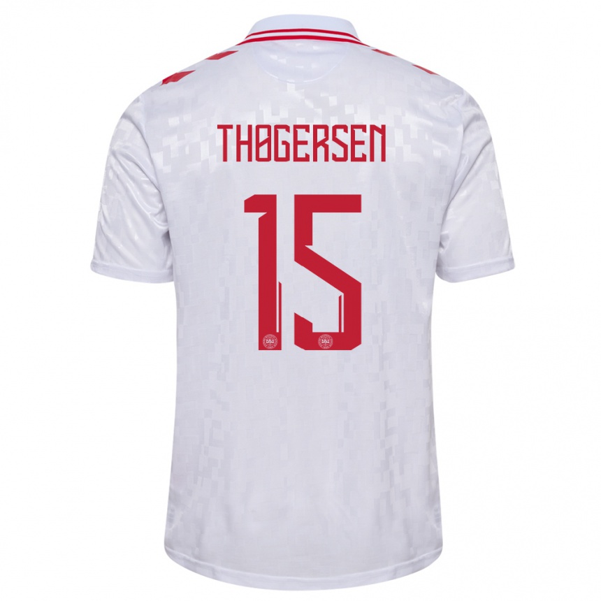 Női Labdarúgás Dánia Frederikke Thøgersen #15 Fehér Idegenbeli Jersey 24-26 Mez Póló Ing