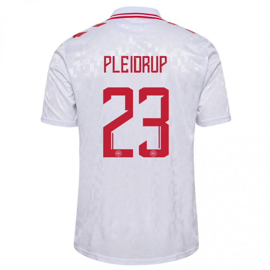 Női Labdarúgás Dánia Caroline Pleidrup #23 Fehér Idegenbeli Jersey 24-26 Mez Póló Ing