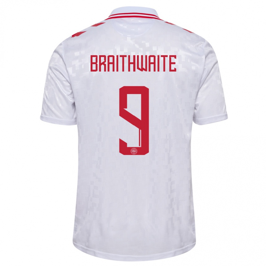 Női Labdarúgás Dánia Martin Braithwaite #9 Fehér Idegenbeli Jersey 24-26 Mez Póló Ing