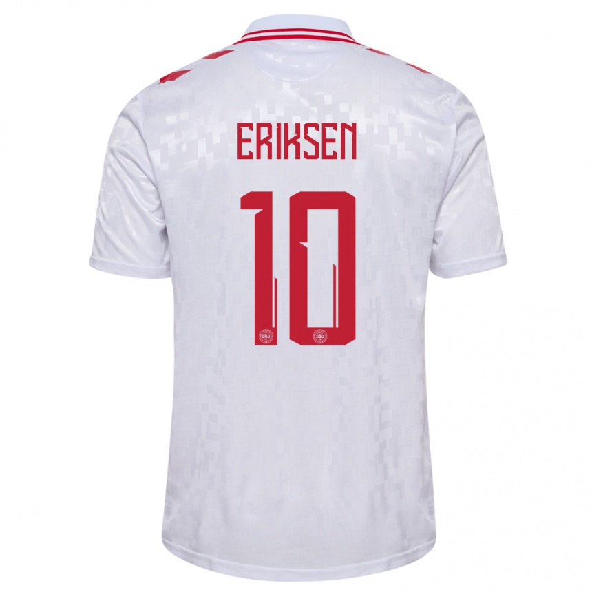 Női Labdarúgás Dánia Christian Eriksen #10 Fehér Idegenbeli Jersey 24-26 Mez Póló Ing