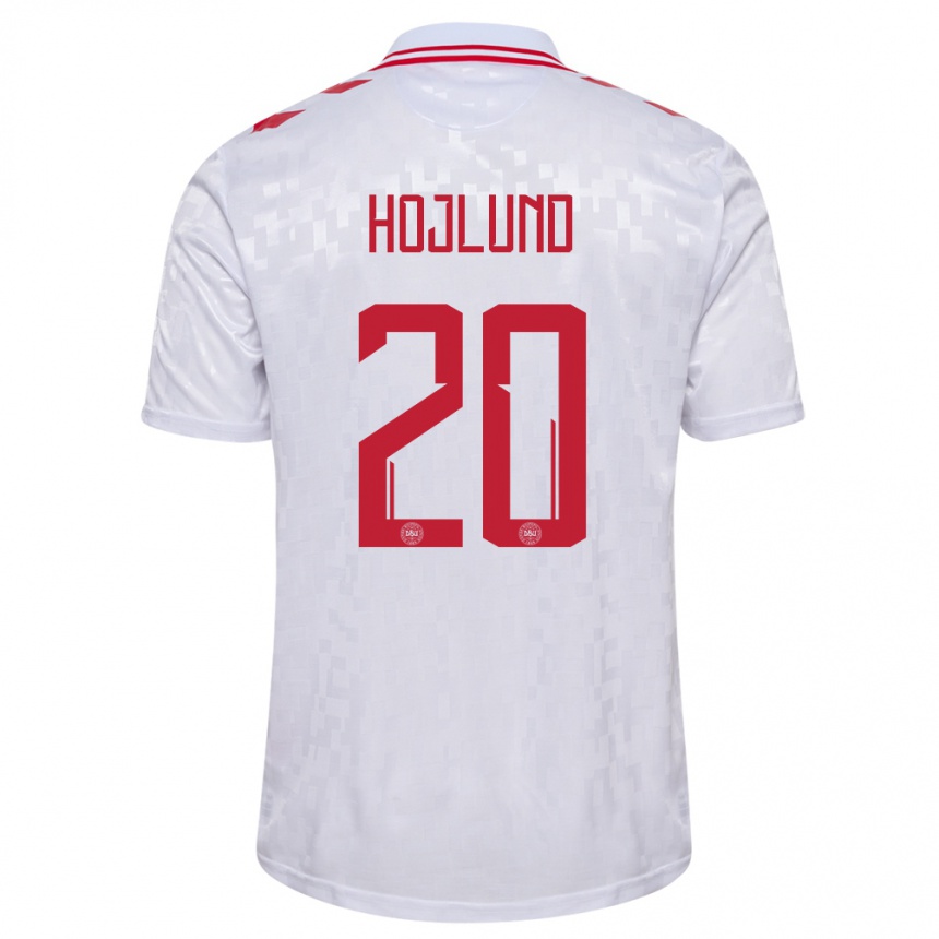 Női Labdarúgás Dánia Rasmus Hojlund #20 Fehér Idegenbeli Jersey 24-26 Mez Póló Ing