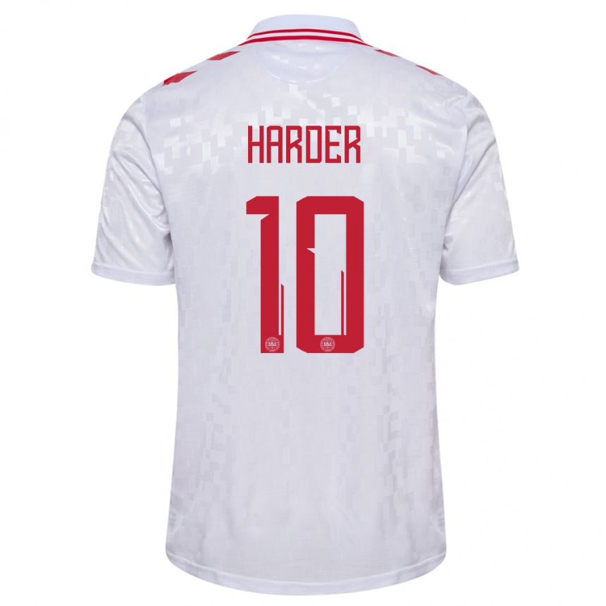 Női Labdarúgás Dánia Pernille Harder #10 Fehér Idegenbeli Jersey 24-26 Mez Póló Ing