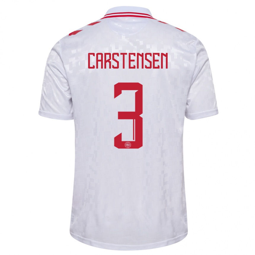 Női Labdarúgás Dánia Rasmus Carstensen #3 Fehér Idegenbeli Jersey 24-26 Mez Póló Ing