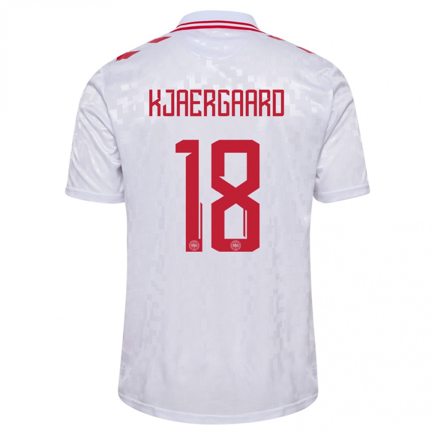 Női Labdarúgás Dánia Maurits Kjaergaard #18 Fehér Idegenbeli Jersey 24-26 Mez Póló Ing