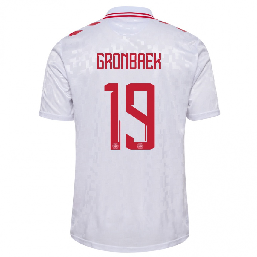 Női Labdarúgás Dánia Albert Gronbaek #19 Fehér Idegenbeli Jersey 24-26 Mez Póló Ing