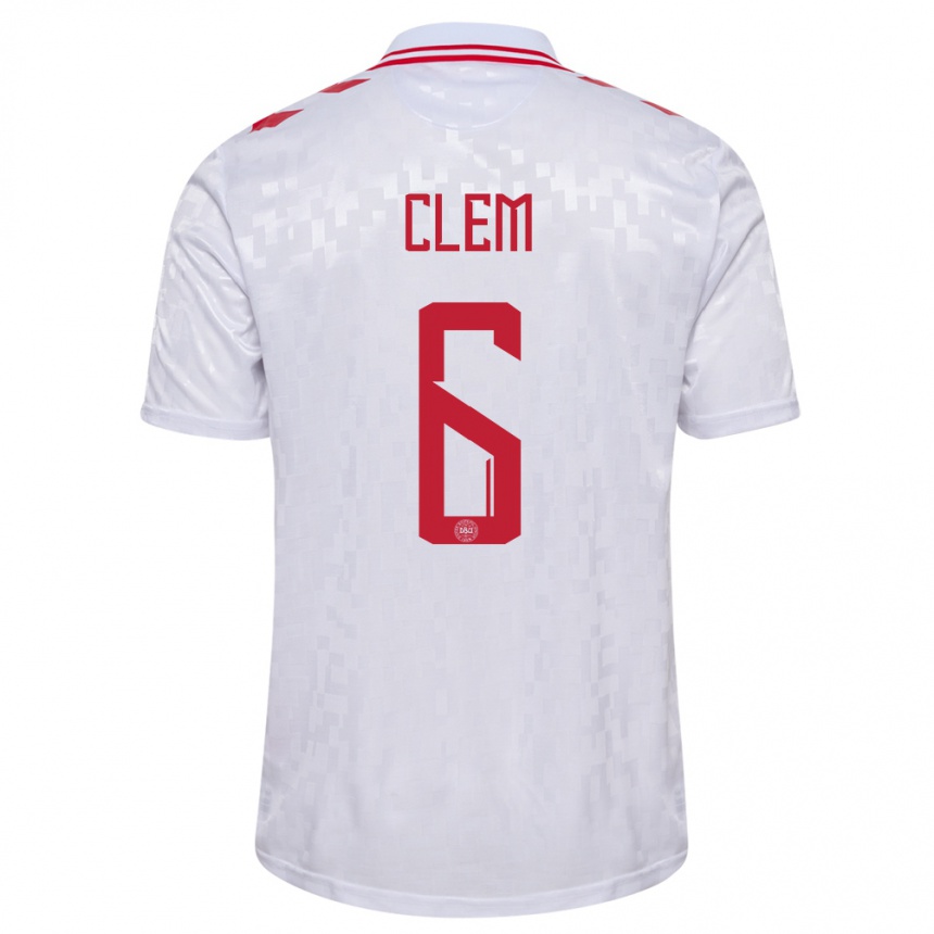 Női Labdarúgás Dánia William Clem #6 Fehér Idegenbeli Jersey 24-26 Mez Póló Ing