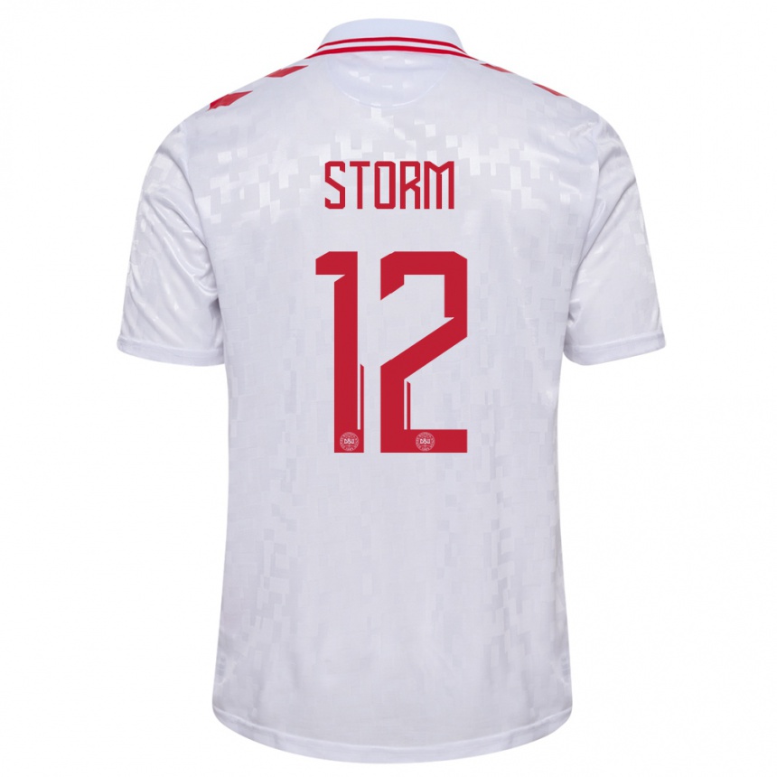 Női Labdarúgás Dánia Tobias Storm #12 Fehér Idegenbeli Jersey 24-26 Mez Póló Ing