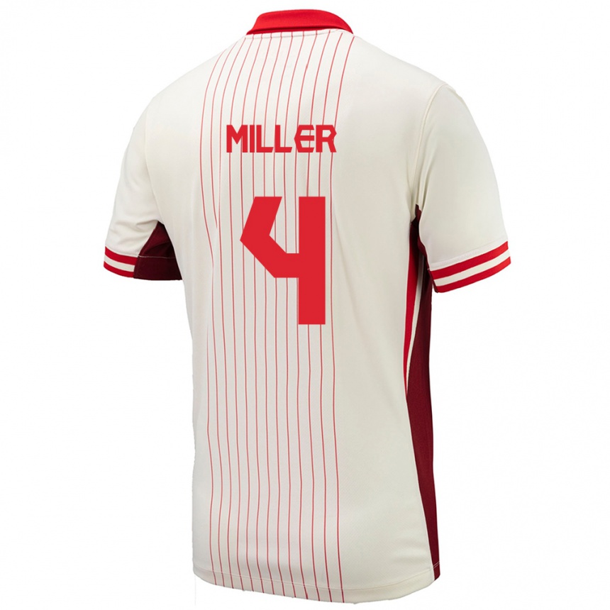 Női Labdarúgás Kanada Kamal Miller #4 Fehér Idegenbeli Jersey 24-26 Mez Póló Ing