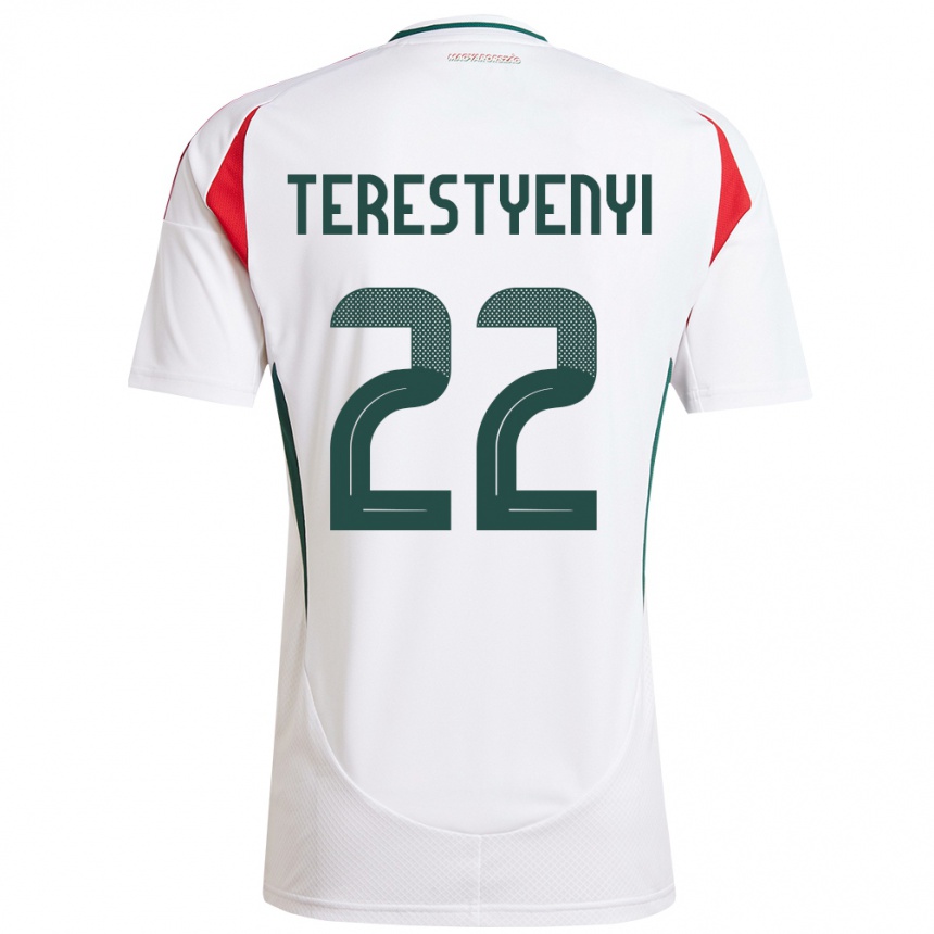 Női Labdarúgás Magyarország Anna Terestyényi #22 Fehér Idegenbeli Jersey 24-26 Mez Póló Ing