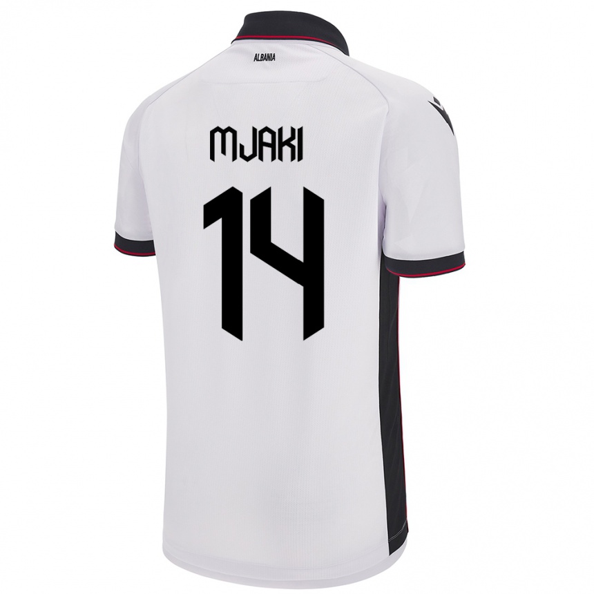 Női Labdarúgás Albania Agan Mjaki #14 Fehér Idegenbeli Jersey 24-26 Mez Póló Ing