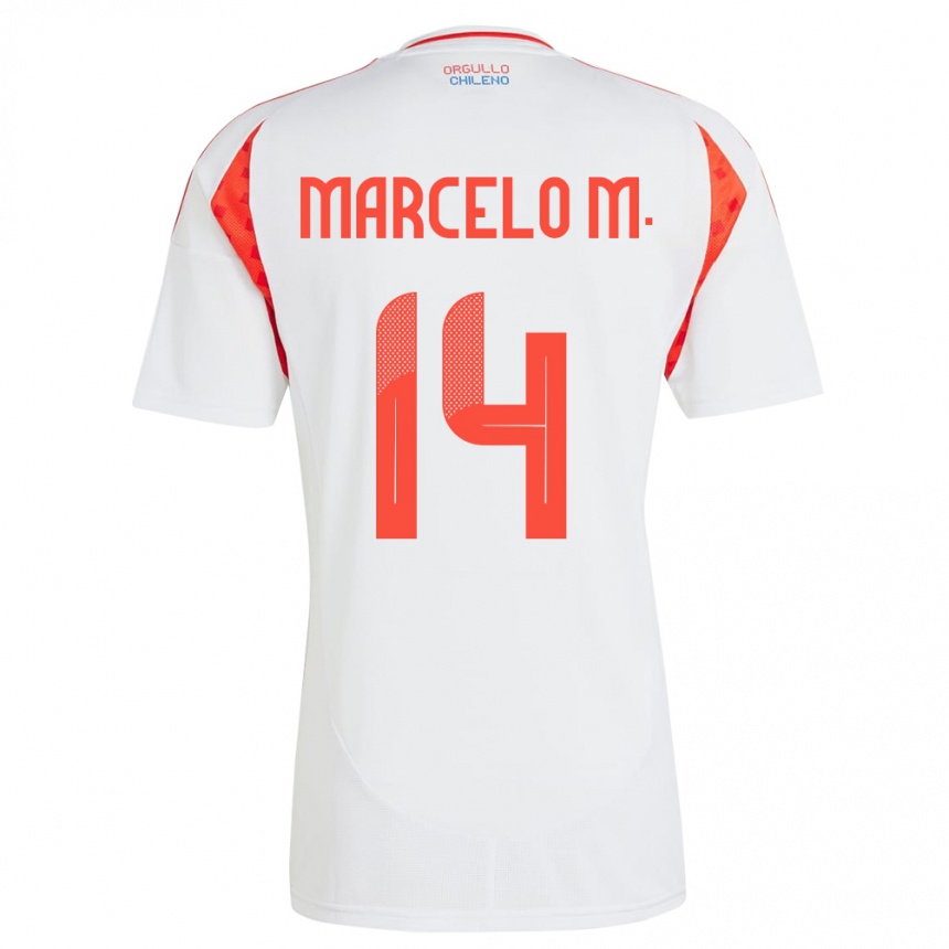 Női Labdarúgás Chile Marcelo Morales #14 Fehér Idegenbeli Jersey 24-26 Mez Póló Ing