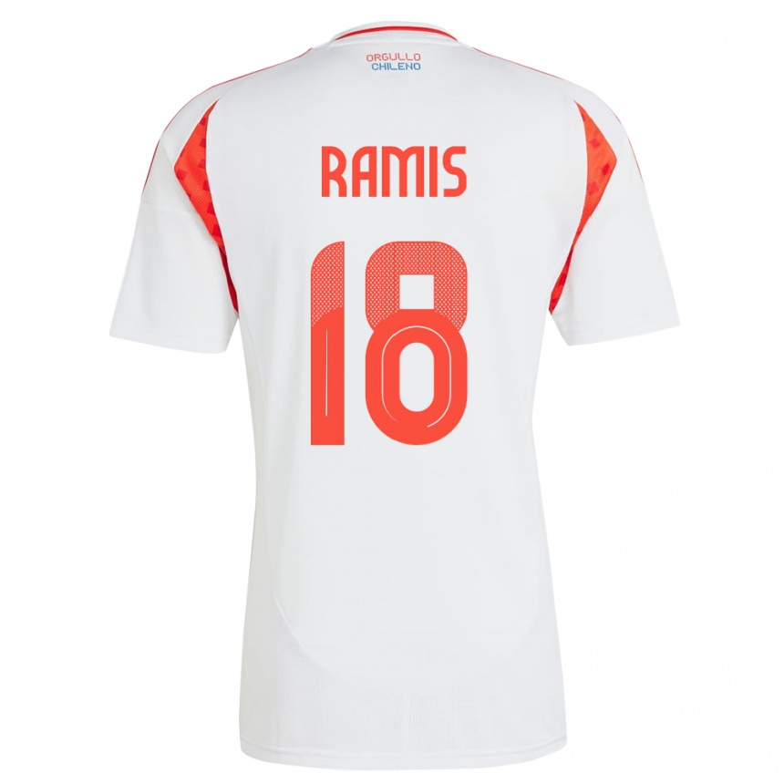 Női Labdarúgás Chile Oliver Ramis #18 Fehér Idegenbeli Jersey 24-26 Mez Póló Ing