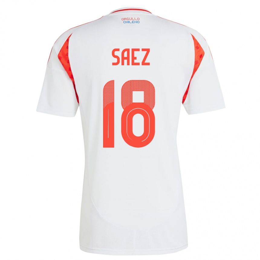 Női Labdarúgás Chile Camila Sáez #18 Fehér Idegenbeli Jersey 24-26 Mez Póló Ing