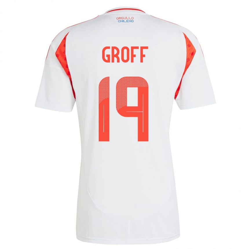 Női Labdarúgás Chile Llanka Groff #19 Fehér Idegenbeli Jersey 24-26 Mez Póló Ing