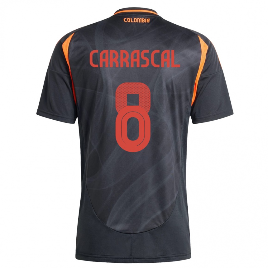 Női Labdarúgás Kolumbia Jorge Carrascal #8 Fekete Idegenbeli Jersey 24-26 Mez Póló Ing