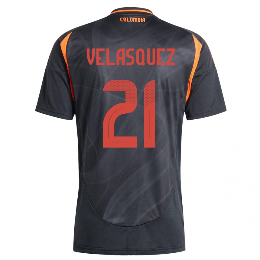 Női Labdarúgás Kolumbia Samuel Velásquez #21 Fekete Idegenbeli Jersey 24-26 Mez Póló Ing