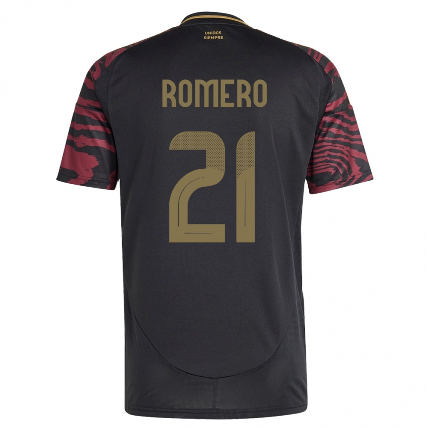 Női Labdarúgás Peru Diego Romero #21 Fekete Idegenbeli Jersey 24-26 Mez Póló Ing