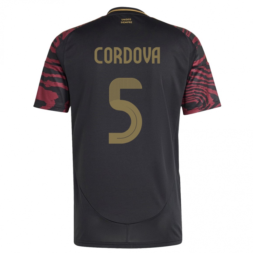 Női Labdarúgás Peru Bryan Córdova #5 Fekete Idegenbeli Jersey 24-26 Mez Póló Ing