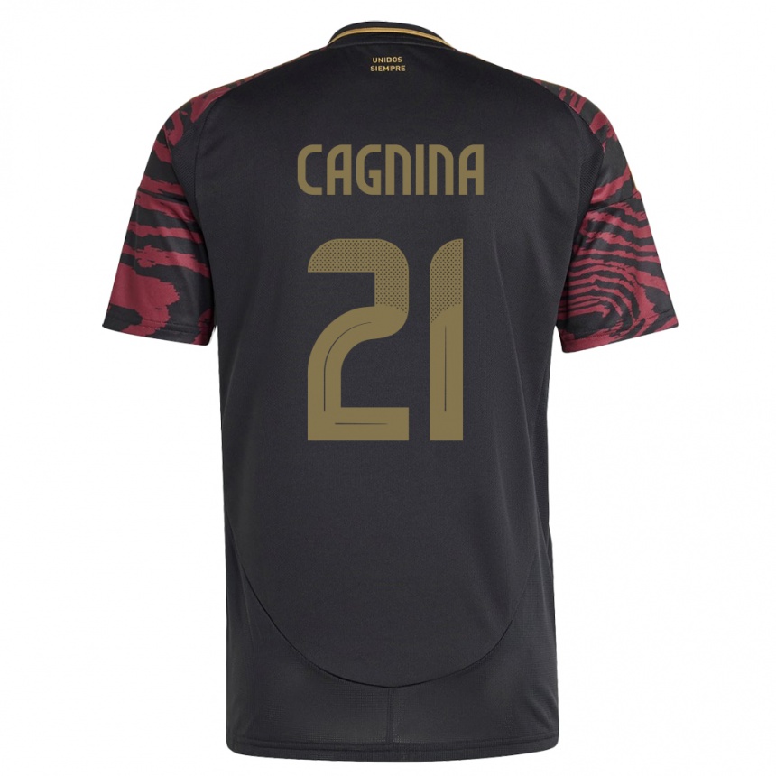 Női Labdarúgás Peru Grace Cagnina #21 Fekete Idegenbeli Jersey 24-26 Mez Póló Ing