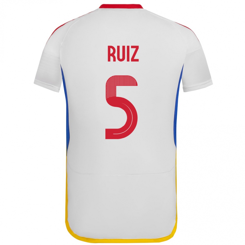 Női Labdarúgás Venezuela Emerson Ruíz #5 Fehér Idegenbeli Jersey 24-26 Mez Póló Ing