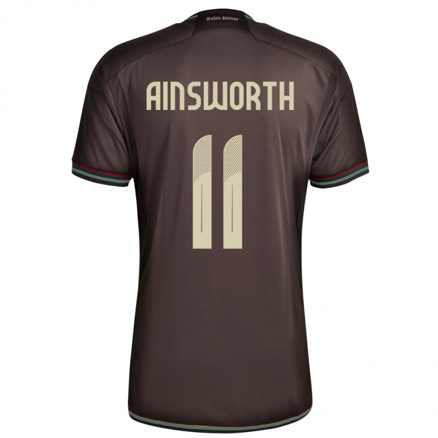 Női Labdarúgás Jamaica Christopher Ainsworth #11 Éjszakai Barna Idegenbeli Jersey 24-26 Mez Póló Ing