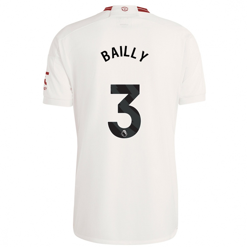 Gyermek Labdarúgás Eric Bailly #3 Fehér Harmadik Számú Jersey 2023/24 Mez Póló Ing