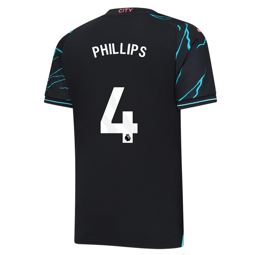 Gyermek Labdarúgás Kalvin Phillips #4 Sötétkék Harmadik Számú Jersey 2023/24 Mez Póló Ing