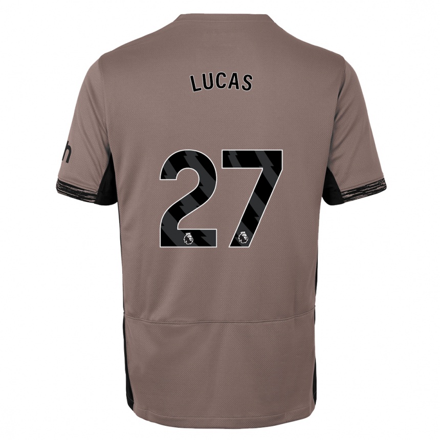 Gyermek Labdarúgás Lucas Moura #27 Sötét Bézs Harmadik Számú Jersey 2023/24 Mez Póló Ing