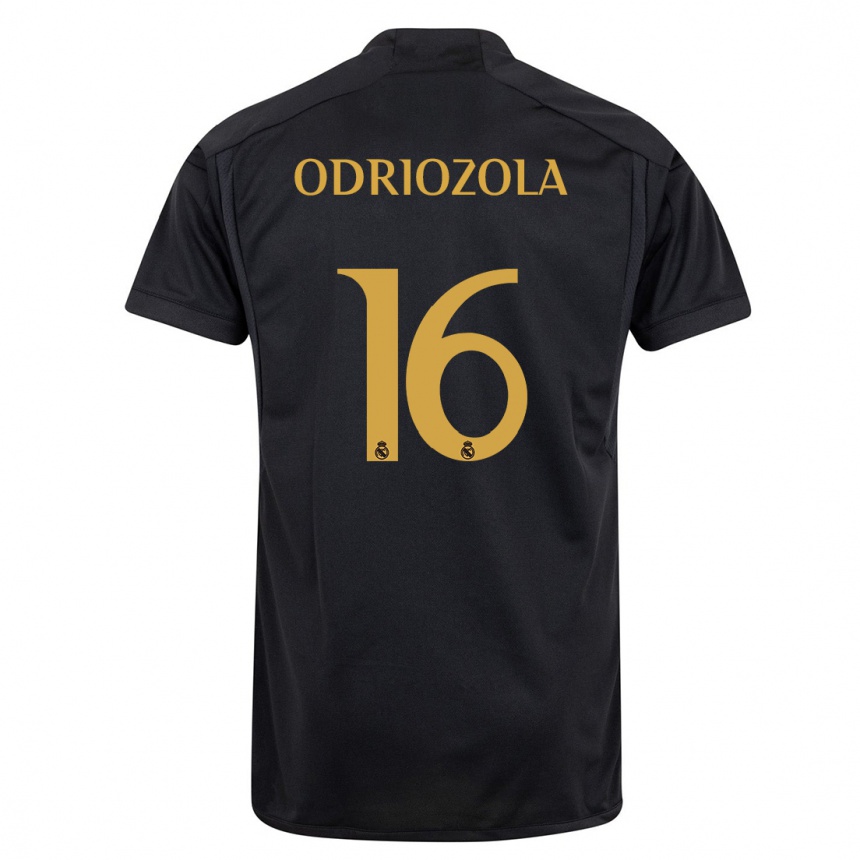 Gyermek Labdarúgás Alvaro Odriozola #16 Fekete Harmadik Számú Jersey 2023/24 Mez Póló Ing