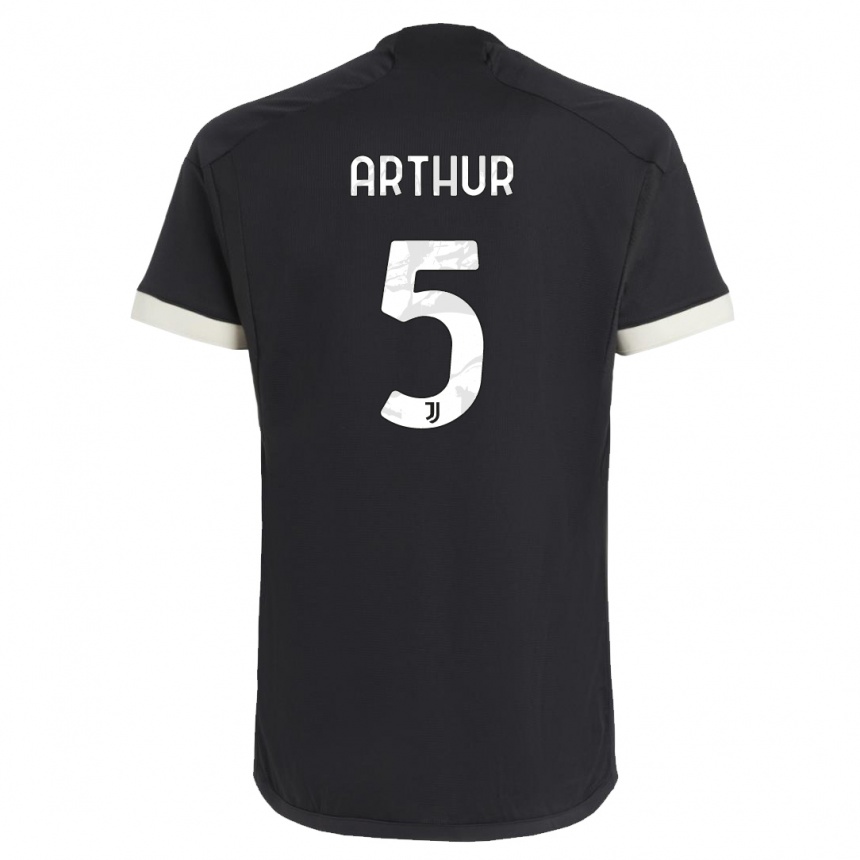 Gyermek Labdarúgás Arthur #5 Fekete Harmadik Számú Jersey 2023/24 Mez Póló Ing