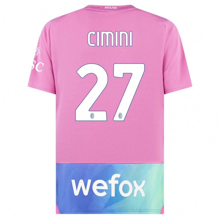 Gyermek Labdarúgás Linda Tucceri Cimini #27 Pink Lila Harmadik Számú Jersey 2023/24 Mez Póló Ing