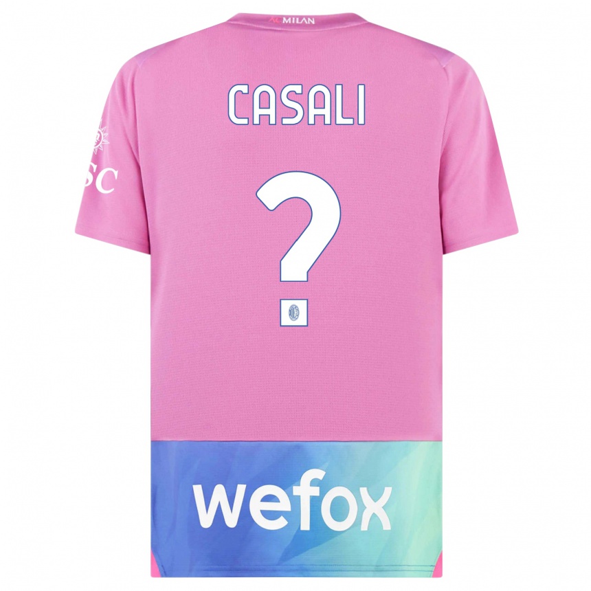 Gyermek Labdarúgás Michele Casali #0 Pink Lila Harmadik Számú Jersey 2023/24 Mez Póló Ing