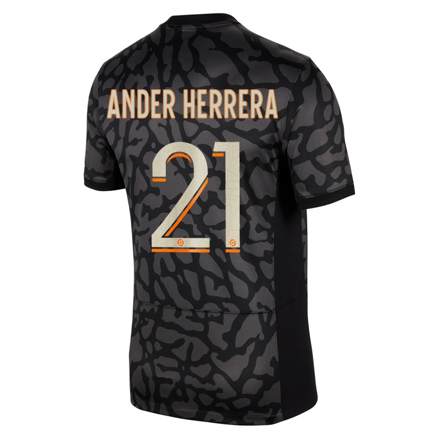 Gyermek Labdarúgás Ander Herrera #21 Fekete Harmadik Számú Jersey 2023/24 Mez Póló Ing