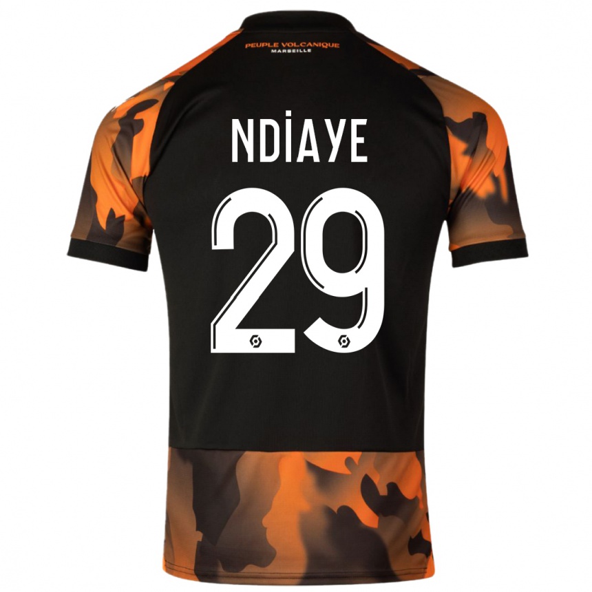 Gyermek Labdarúgás Iliman Ndiaye #29 Fekete Narancs Harmadik Számú Jersey 2023/24 Mez Póló Ing