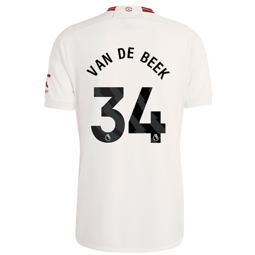 Férfi Labdarúgás Donny Van De Beek #34 Fehér Harmadik Számú Jersey 2023/24 Mez Póló Ing