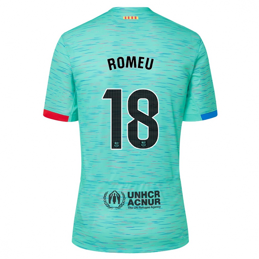 Férfi Labdarúgás Oriol Romeu #18 Light Aqua Harmadik Számú Jersey 2023/24 Mez Póló Ing