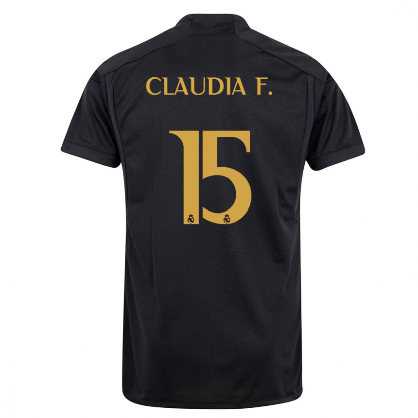 Női Labdarúgás Claudia Florentino #15 Fekete Harmadik Számú Jersey 2023/24 Mez Póló Ing