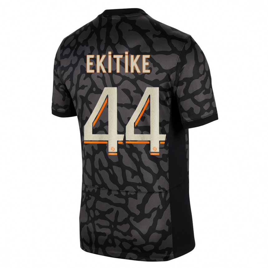 Női Labdarúgás Hugo Ekitike #44 Fekete Harmadik Számú Jersey 2023/24 Mez Póló Ing