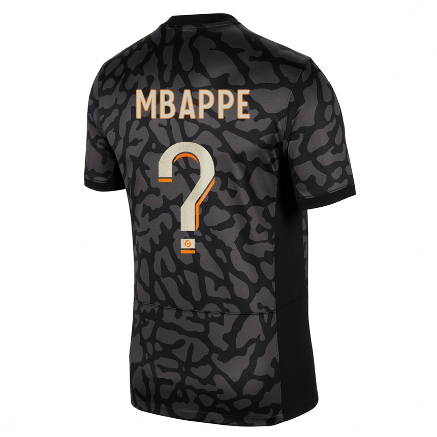 Női Labdarúgás Ethan Mbappe #0 Fekete Harmadik Számú Jersey 2023/24 Mez Póló Ing