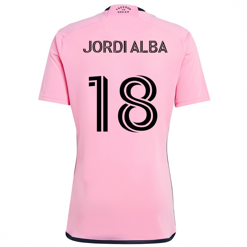 Gyermek Labdarúgás Jordi Alba #18 Rózsaszín Hazai Jersey 2024/25 Mez Póló Ing