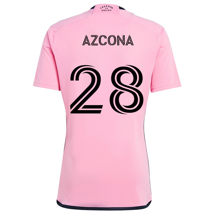 Gyermek Labdarúgás Edison Azcona #28 Rózsaszín Hazai Jersey 2024/25 Mez Póló Ing