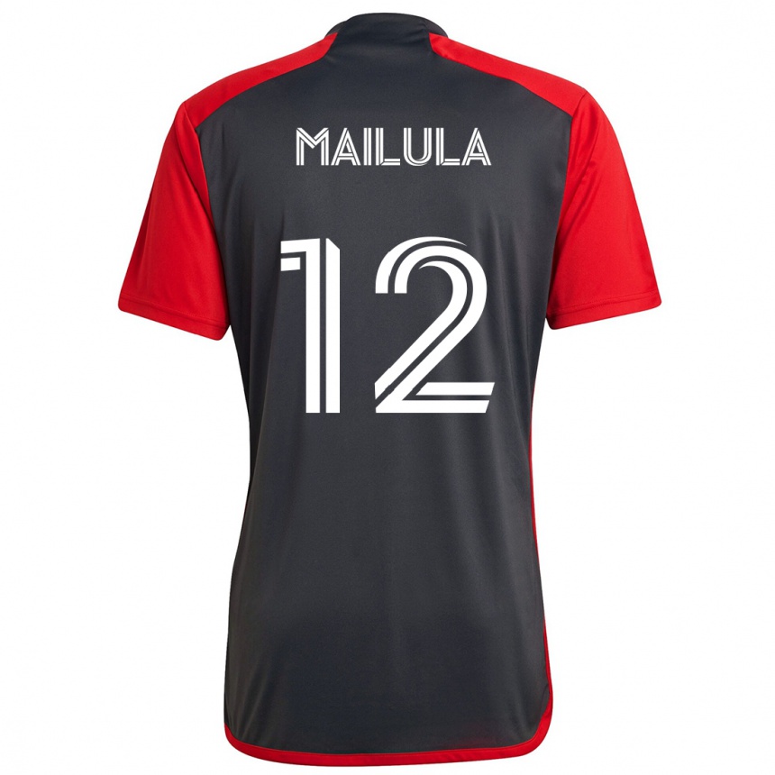 Gyermek Labdarúgás Cassius Mailula #12 Szürke Vörös Hazai Jersey 2024/25 Mez Póló Ing