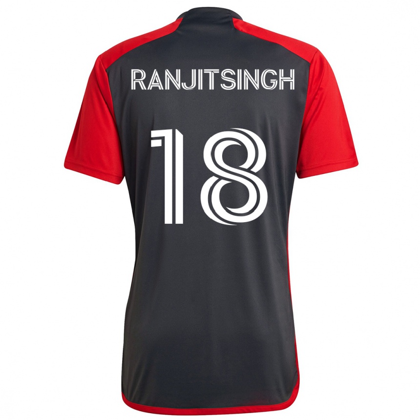 Gyermek Labdarúgás Greg Ranjitsingh #18 Szürke Vörös Hazai Jersey 2024/25 Mez Póló Ing