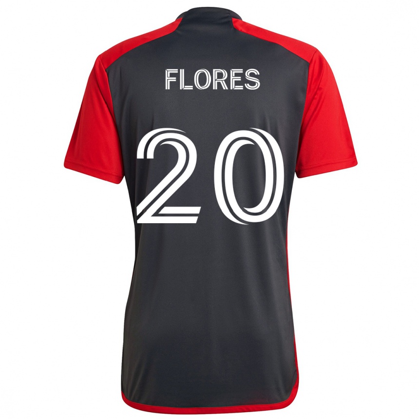 Gyermek Labdarúgás Deybi Flores #20 Szürke Vörös Hazai Jersey 2024/25 Mez Póló Ing